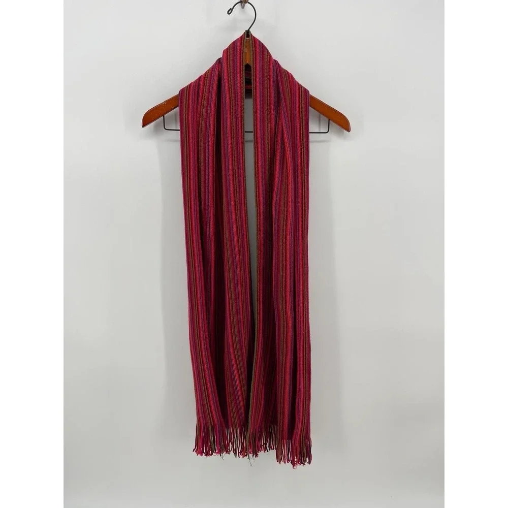 Colorful Striped Knit Scarf Fringe Boho Multicolor Warm Unisex‎ Winter Soft Cozy